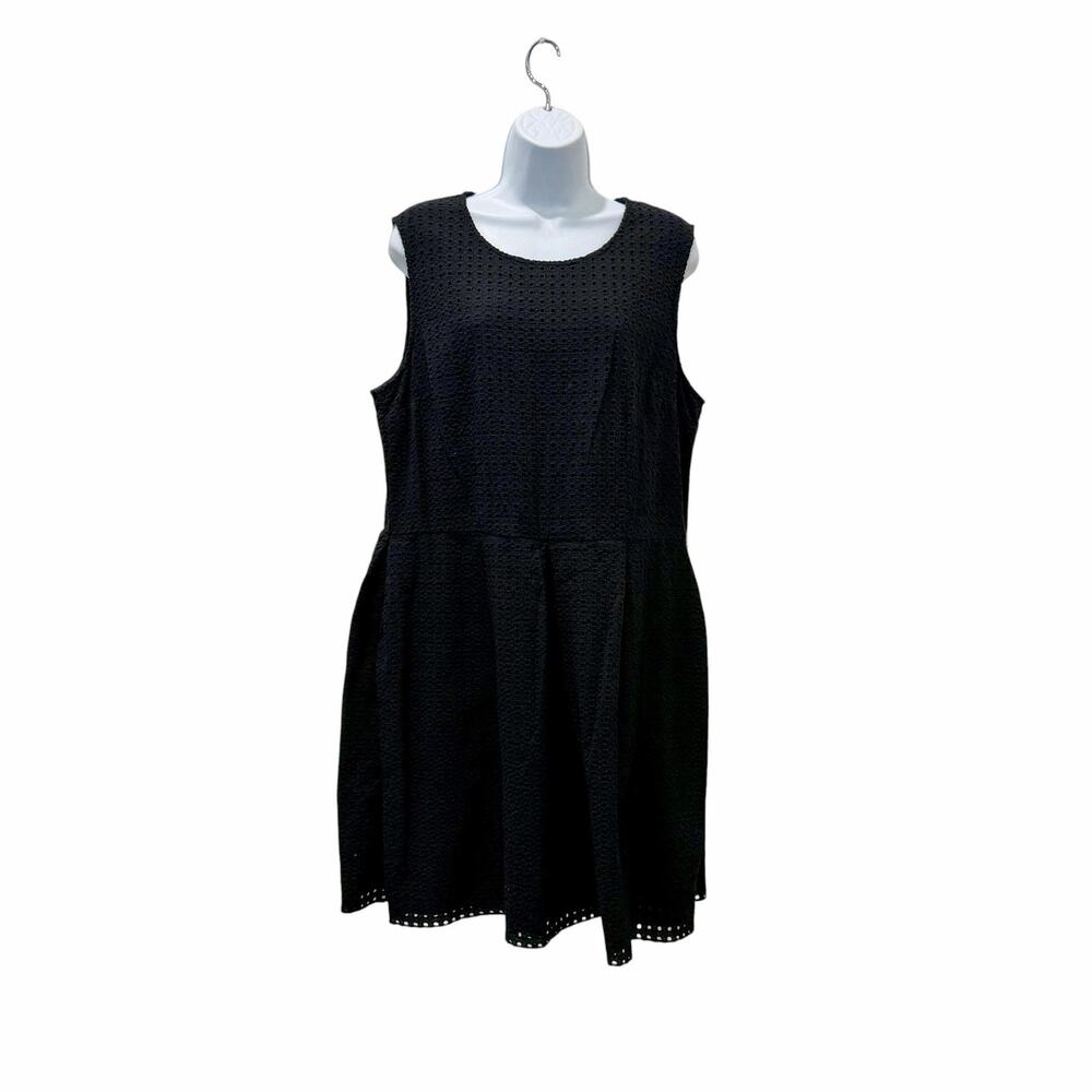 Gap Dress Womens 18 Black Eyelet Lace Fit Flare Sleeveless Knee Length